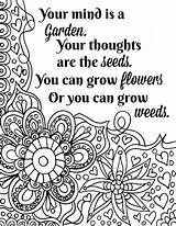 Coloring Flower Pages Quote Printable Seeds Quotes Flowers Garden Inspirational Adults Sheets Adult Sunflowers Beautiful Peace Vase Positive Print Simple sketch template