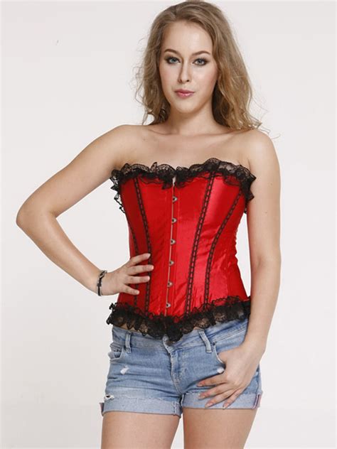 red s xxl lace up boned overbust corset wonder beauty lingerie dress