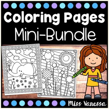 coloring pages mini bundle   vanessa teachers pay teachers
