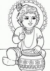 Krishna Drawing Coloring Baby Lord Outline Pages Colour Colouring Kids Painting Print Drawings Wallpaper Book Colours Sketches Gif Col Bk sketch template