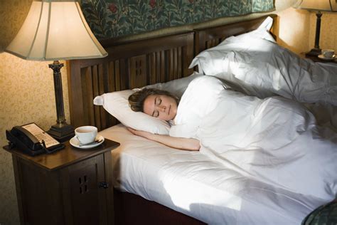Woman Sleeping On Bed In Hotel Room Stock Image Image Of Early Good