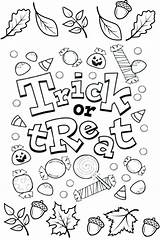 Halloween Coloring Pages Trick Treat Kids Printable Color Print Activities Pdf Spooky sketch template