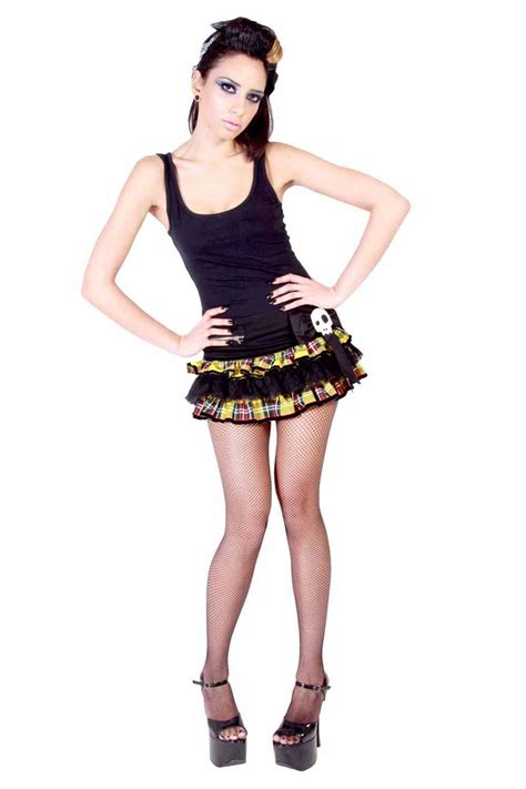 Hell Bunny Bad Girl Yellow Tartan Mini Skirt School Punk Emo Gothic