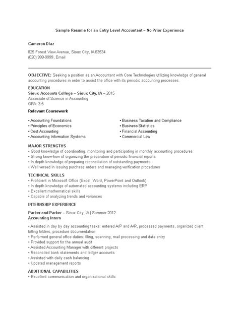 junior accountant resume  experience   create  junior
