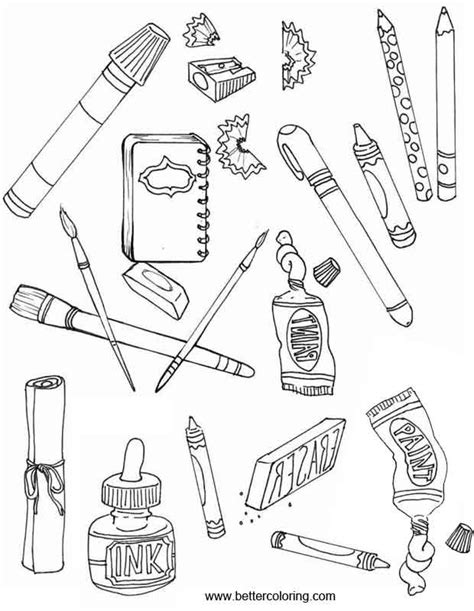 adults art supplies coloring pages