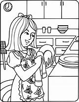 Dishes Girl Chores Wash Drawing Household Clipart Coloring Washng Sketch Template sketch template