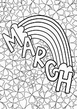 March Coloring Rainbow Sheet Pages Printable Madness Kids sketch template