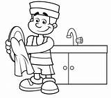Platos Lavando Lavar Fregar Trastes Limpiar Pinto Blanco Tareas Secar Dishwasher Peques Nuestros Castillo sketch template