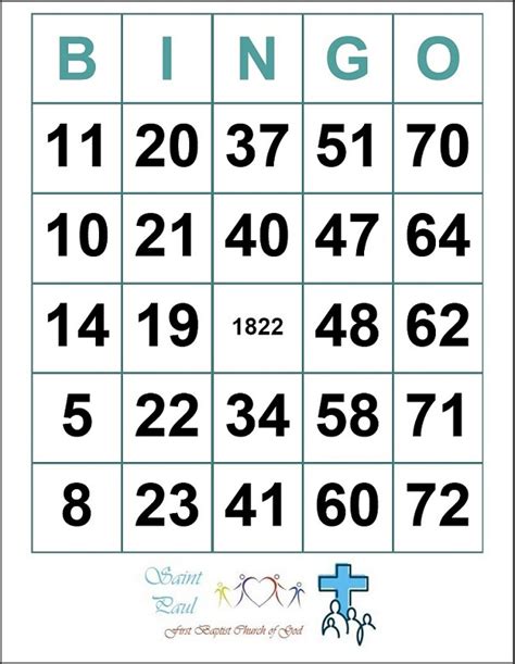single bingo card design
