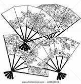 Coloring Fans Fan Chinese Adult Book Pages Japanese Oriental Decorated Drawing Patterns Lantern Choose Board sketch template