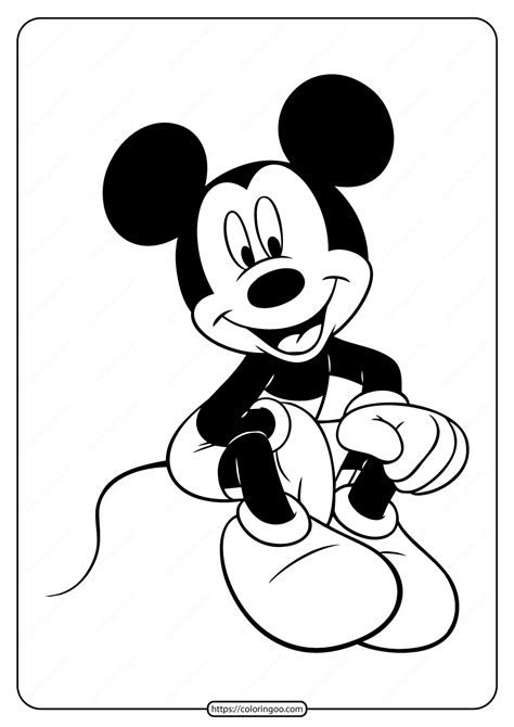 printable mickey mouse cheerful  coloring page