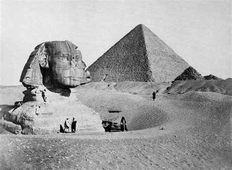 the great sphinx with the pyramid of pharaoh cheops in the background 1877 photo by french