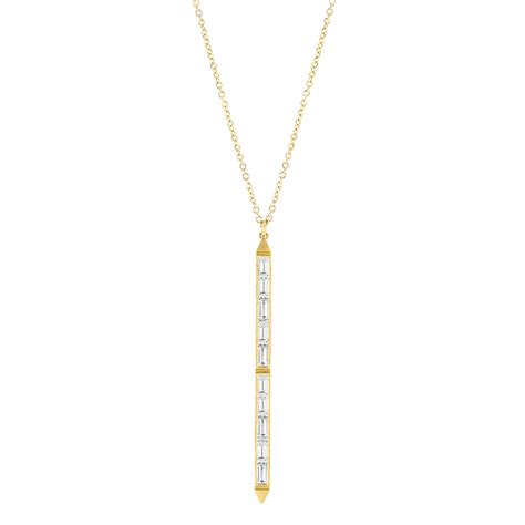 erika winters estella straight baguette diamond vertical bar pendant in