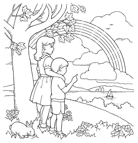 primary coloring page children  rainbow ldsprimary lds coloring