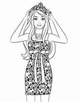 Barbie Coloring Pages Girls Printable Sheets Princess Doll Cute Disney sketch template