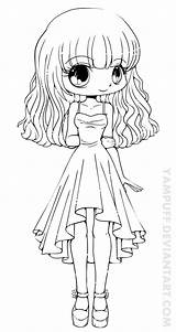 Chibi Cute Teej Commission Lineart Coloring Deviantart Pages Yampuff Girl Colouring sketch template