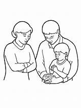 Father Mother Coloring Son Drawing Family Prayer Baby Pages Kneeling Pray Illustration Primary Together Children Inclined Primarily Sketch Hands Praying sketch template