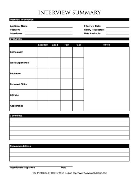 blank interview template fill  printable fillable blank