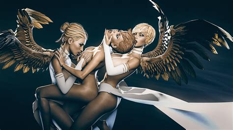 angels love 3 nude girls drawing with wings making love hot hd artistic wallpaper 1920x1080 nude