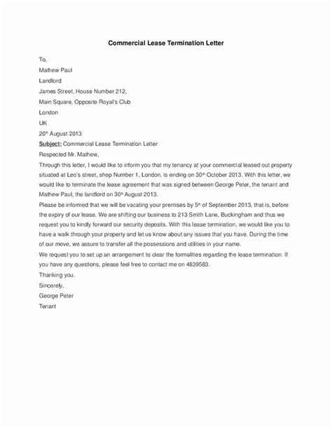 landlord lease termination letter luxury  mercial lease termination