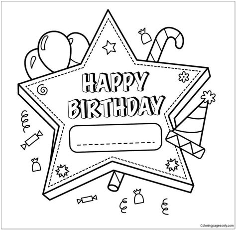 birthday decorations coloring page  printable coloring pages