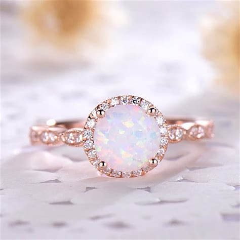 gold  fire opal rings  women rose gold engagement rings