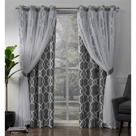 exclusive home curtains  pack carmela layered geometric blackout