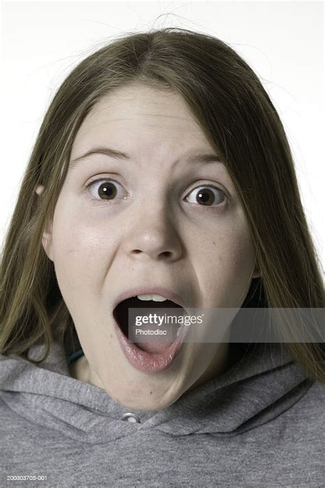 Surprised Teenage Girl With Open Mouth Portrait Photo Getty Images
