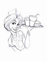 Waitress Sketch Drawing Diner Colors Tali Getdrawings sketch template