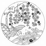 Coloring Japanese Pages Cherry Blossom Japan Tree Map Color Fan Temple Blossoms Getcolorings Dragon Drawing Book Getdrawings Bird Printable Colorings sketch template