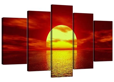 extra large canvas art  sunset  red