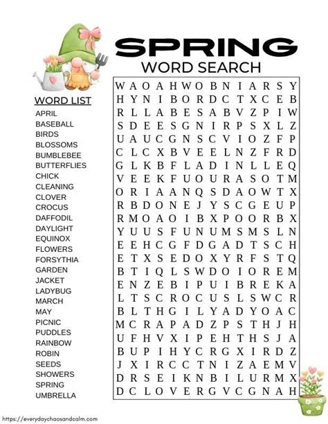 printable spring word searches   spring word search