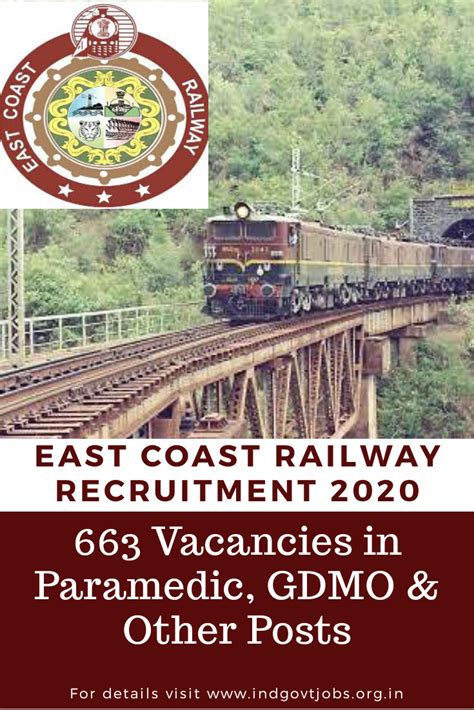 east coast railway recruitment   vacancies  paramedic gdmo