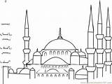 Blue Mosque Turkey Mosques Dots Connect Kids Worksheet Coloring Pages Template Sketch Dot Printable Colouring sketch template