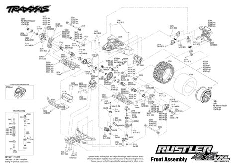 traxxas rustler  vxl front assembly parts explosion