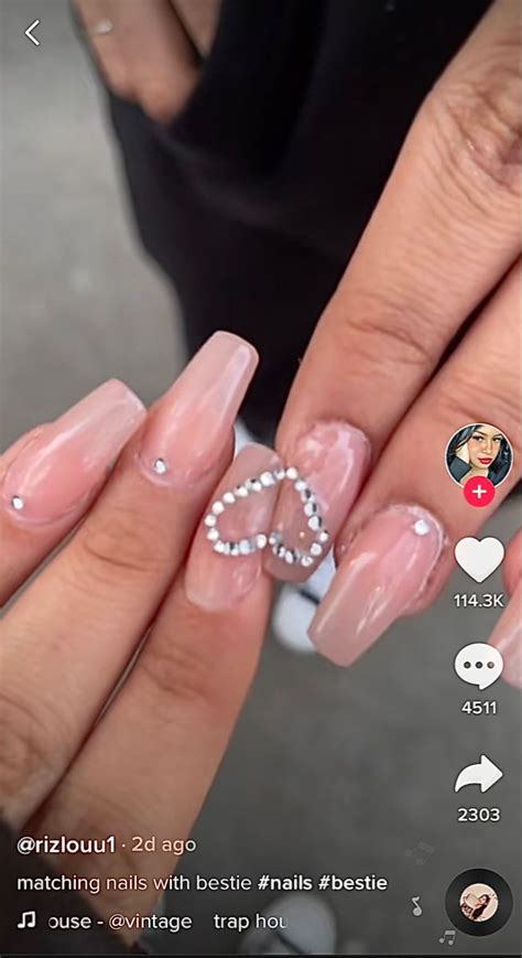 bestie nails heart nails heart nail designs acrylic nails coffin pink