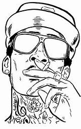 Khalifa Wiz Drawing Coloring Pages Clipart Sketch Cartoon Drawings Rapper Cent Tattoo Kalifa Flickr Pop Hop Hip Sketches Library Line sketch template