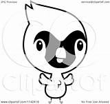 Cute Baby Cardinal Cartoon Chick Clipart Cory Thoman Outlined Coloring Vector Royalty sketch template