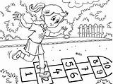 Coloring Playing Pages Hopskotch sketch template