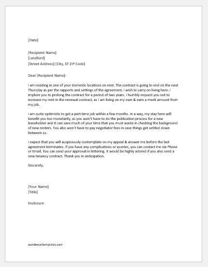 renewing  lease letter    letter template collection