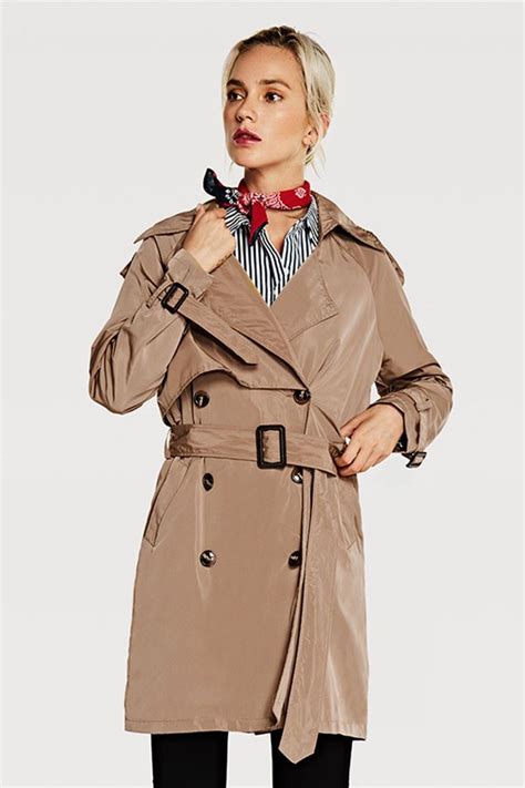 us 32 91 double breasted long trench coat women autumn winter slim