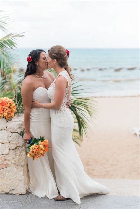 romantic destination wedding in riviera maya lesbian bride lesbian