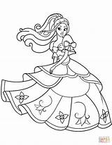 Princess Coloring Pages Dancing Printable Disney Drawing Pretty Book Paper sketch template