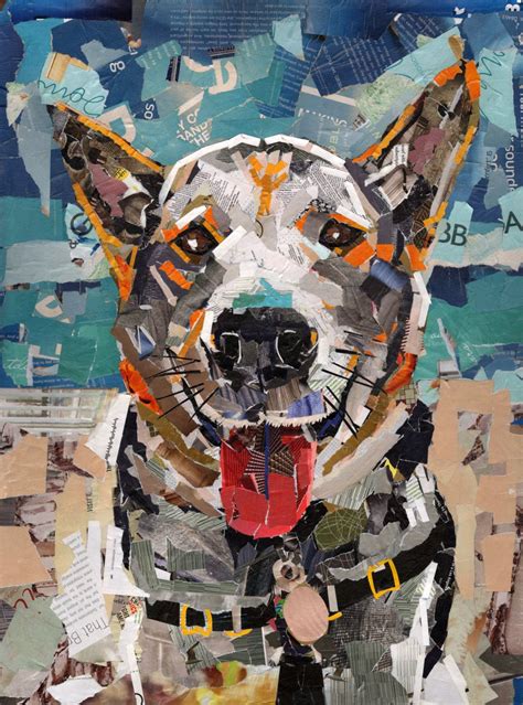 dog collage portrait henry   etsy paper collage art