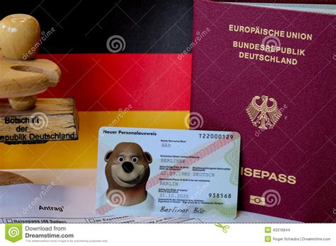 German Passport Application Form With Passports Stock