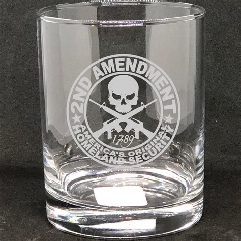 2nd amendment etched glass personalized whiskey glass by blasted