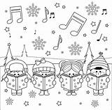 Christmas Carols Singing Children Coloring Winter Music Group Clip Snow Kids Pages Caroling Vector Stock Illustration Illustrations Night Outside Wonder sketch template