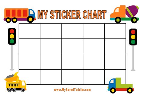 truck printable reward chart  bored toddler