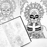 Inktober Catrina Pages Coloring Drawing Girl Skull Painting Acrylic Sugar Getdrawings Getcolorings Cardboard Line Supplies Process Begins Challenge sketch template