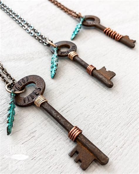 feathers brass keys  crafted  provide   access